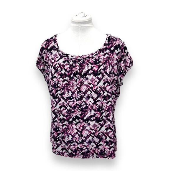 Worthington Womens Stretch Top 1X Abstract Print Polyester/Spandex Blend - Picture 1 of 7